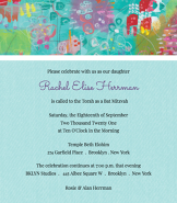 Blue Green Abstract Bat Mitzvah Invitation